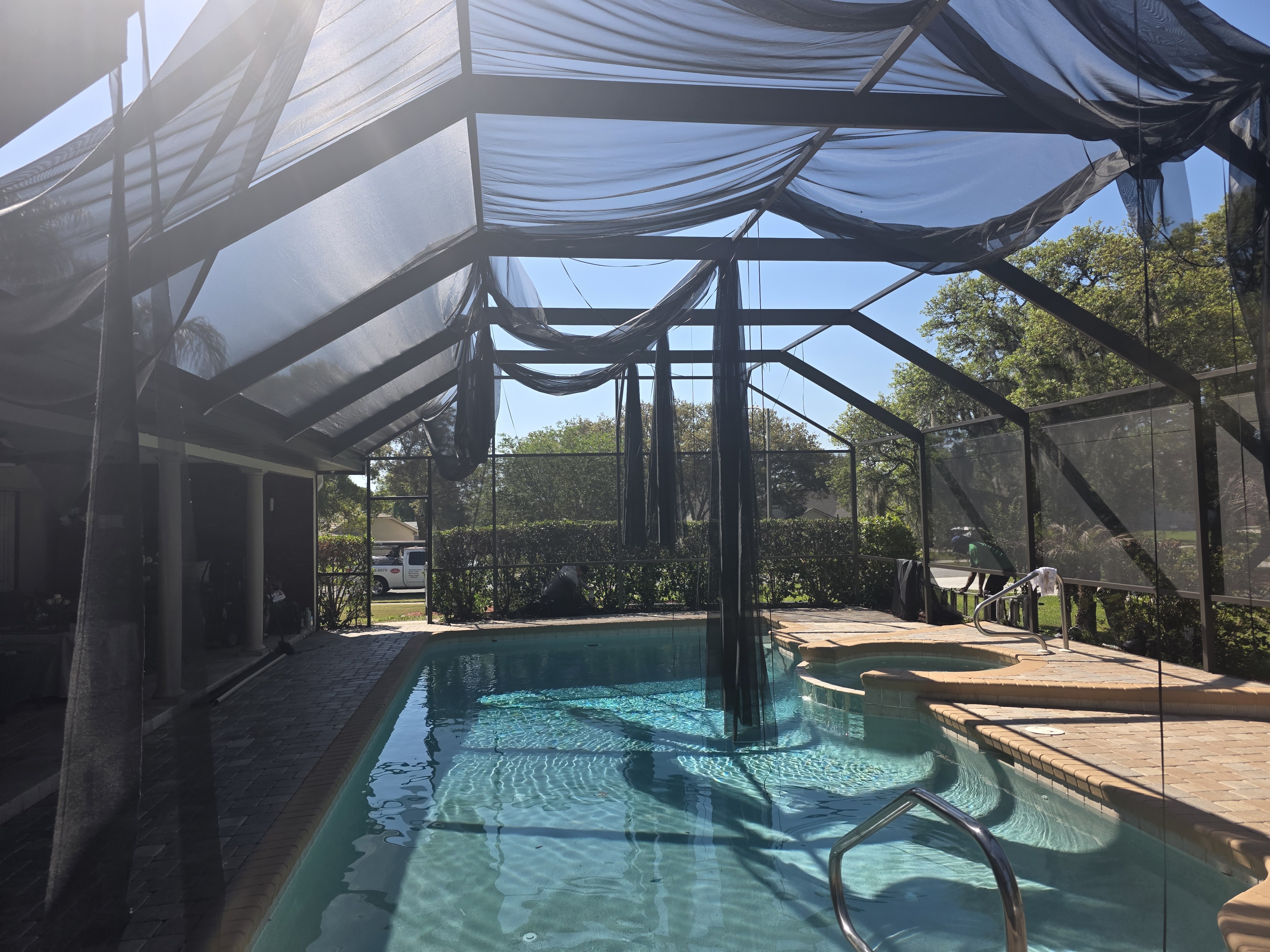 Screening Dunrite pool cage or lanai project photo — 5 Signs Your Pool Enclosure Needs Restoration (Not Just a Patch)