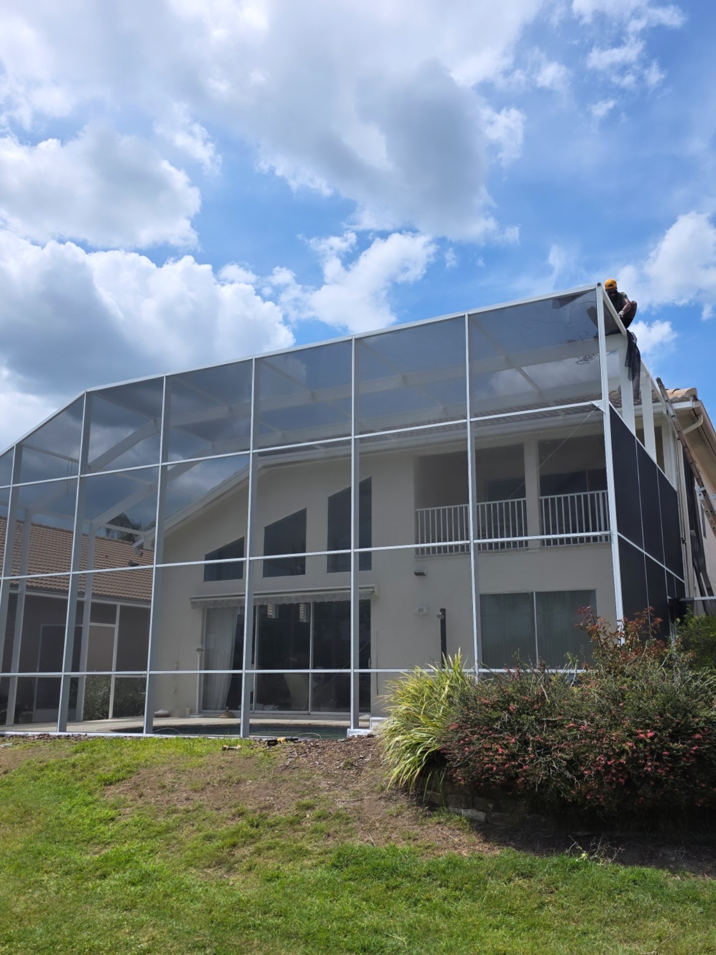 Screening Dunrite pool cage or lanai project photo — The Truth About Pool Cage Restoration